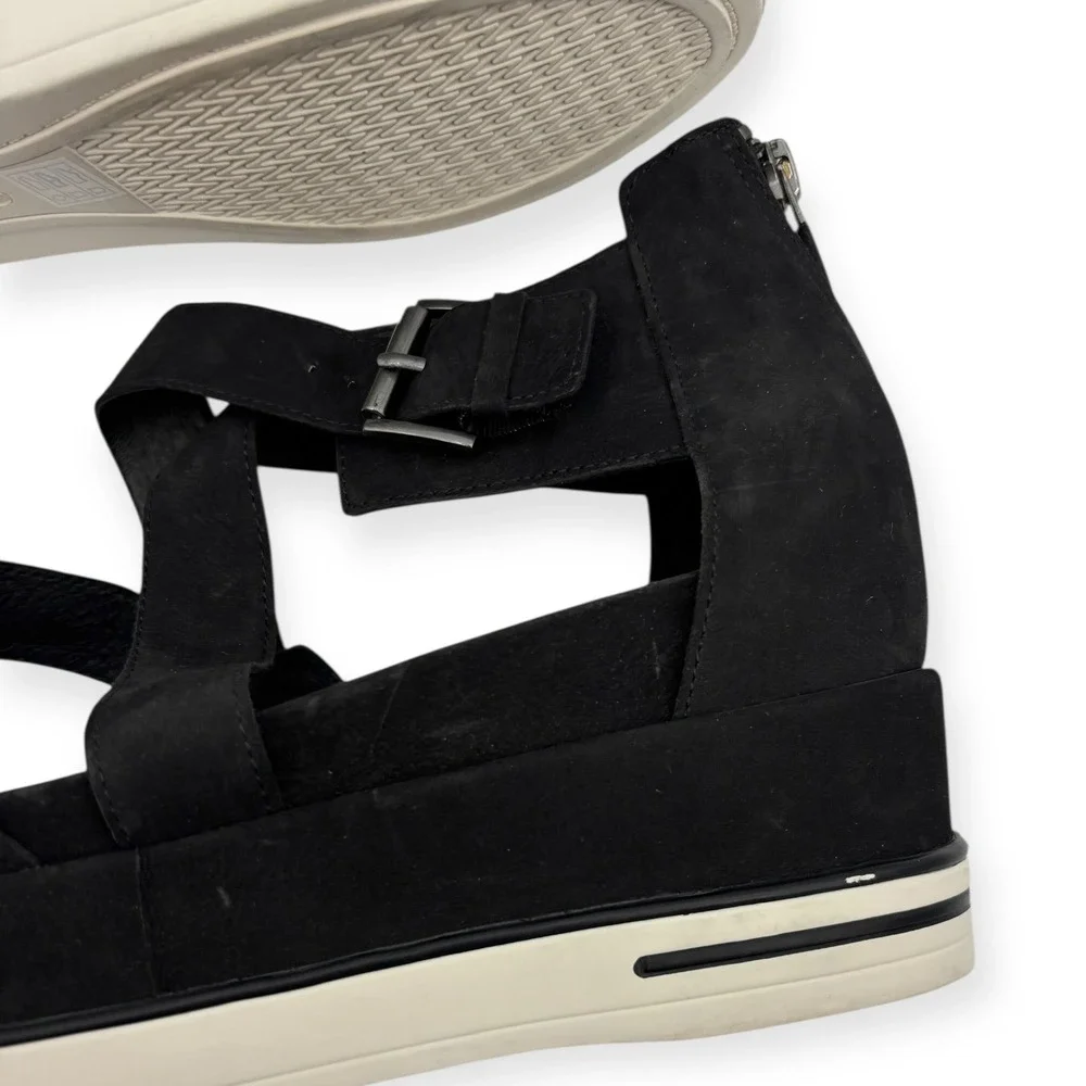 Eileen Fisher Women's‎ Black Boost Platform Wedge Sandals - Size 9.5